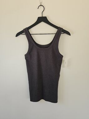 Aerie Charcoal Ribbed Scoop Neck Tank Top